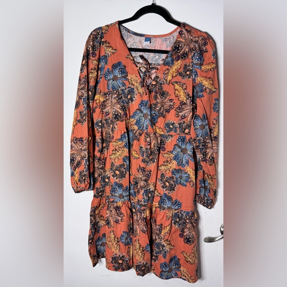 Old Navy Floral Boho Mini Dress Size S Long Sleeve NWT - Picture 3 of 6